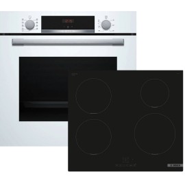 Bosch HBA534BW3 + PUG611AA5E Σετ Εντοιχισμού με Επαγωγικές Εστίες 71lt A+ Λευκό